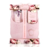 Set Cadou Baylis & Harding Boudoire Moonlight Peony Slipper Set - Lotiune pentru Picioare 140ml, Cristale pentru Pedichiura 100g, Papuci