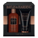 Set Cadou Baylis & Harding Men's Black Pepper & Ginseng 2 Piece Set - Lotiune de Curatare pentru Par si Corp 300ml, Gel de Dus 200ml