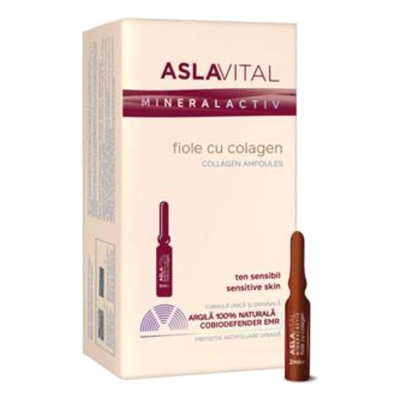 Fiole cu Colagen - Aslavital Mineralactiv Collagen Ampoules, 10 fiole x 2ml