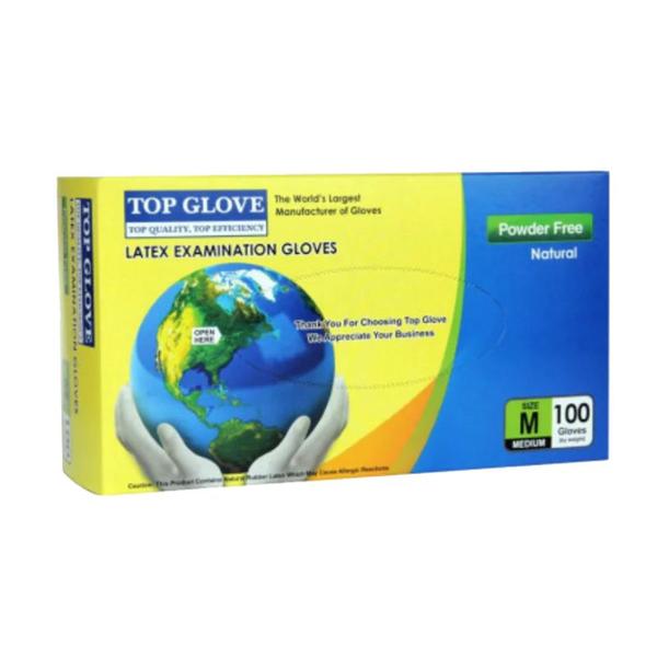 Manusi de Examinare Latex Nepudrate Albe, Marimea M, Top Glove, 100 buc