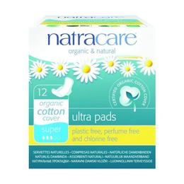 Absorbante super cu aripioare cu strat de bumbac organic Natracare, 12 buc