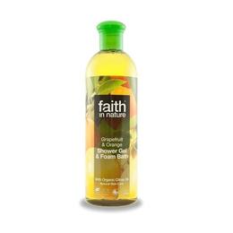 Gel de dus si spuma de baie cu grapefruit si portocala, Faith in Nature, 400 ml