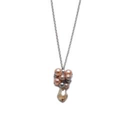 Colier lung handmade, elegant, cu perle si cristal Swarovski din otel inoxidabil, Zia Fashion