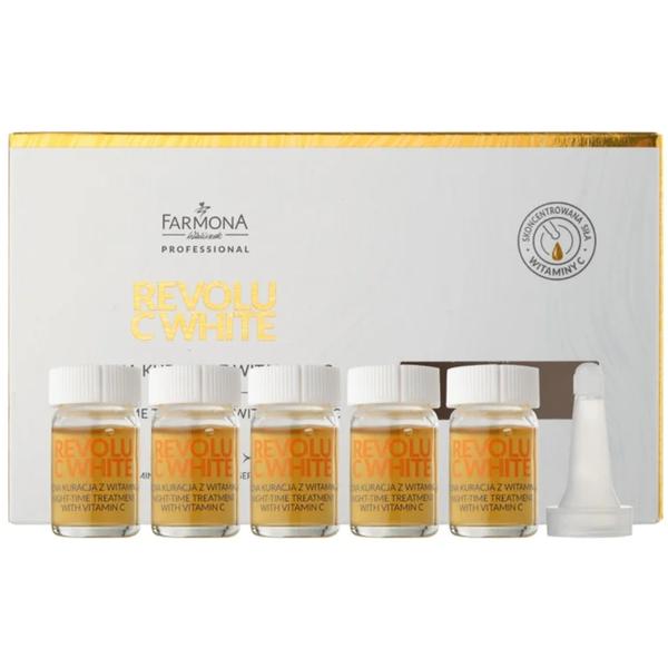 Tratament de Noapte cu Vitamina C pentru Reducerea Petelor - Farmona Revolu C-White Night Time Treatment with Vitamin C, 5 x 5 ml