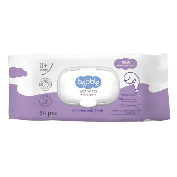 Servetele Umede cu Lavanda - Bebble Wet Wipes, 64 buc