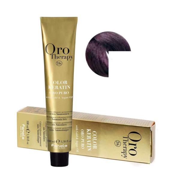 Vopsea Permanenta fara Amoniac Fanola Oro Therapy Color Keratin 4.2 Castaniu Violet, 100ml