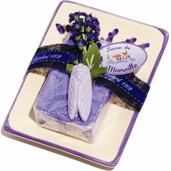 Set Cadou Savoniera Sapun Natural Marsilia 100g Lavanda de Provence Le Chatelard 1802