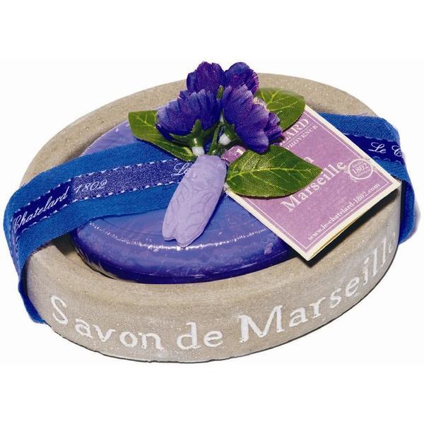 Set Cadou Savoniera Sapun Natural Marsilia 100g Oval Violete Mure Le Chatelard 1802