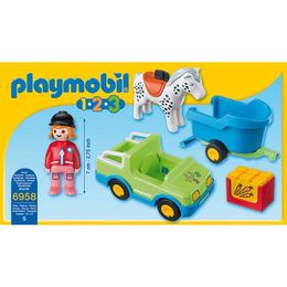 Playmobil 1.2.3 - Masina cu remorca poate transporta acum calutul