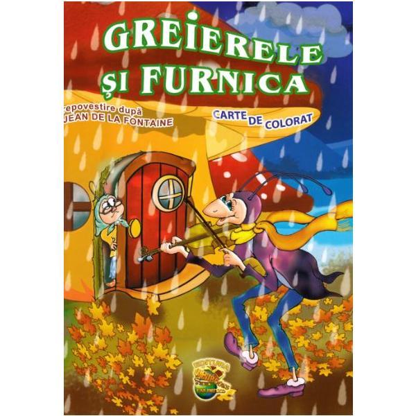 Greierele si furnica - carte de colorat