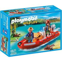 Playmobil Wild Life - Cu barca gonflabila cu cercetatori, copiii pot descoperi cele mai ascunse rauri.