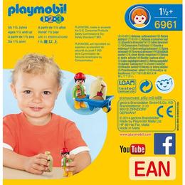 Playmobil 1.2.3 - Muncitor calificat vine cu roaba si cu sac.