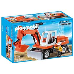 Playmobil City Action - Excavator portocaliu pentru micii lucratori pe santier.