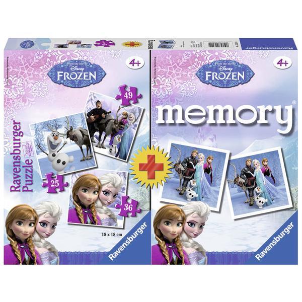 Puzzle + Joc memory frozen 3 buc in cutie 25/36/49 piese - Ravensburger