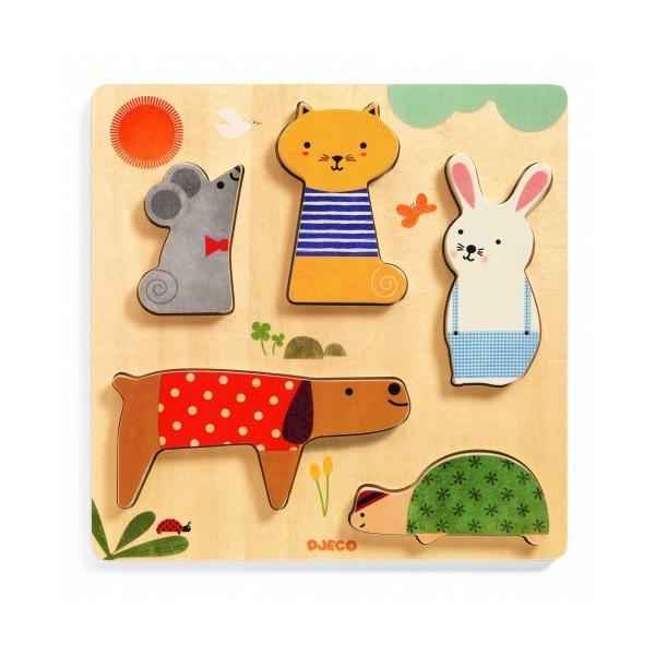 Puzzle lemn animale de companie - Djeco