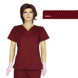 Bluza Dama Guler V Clasic Cambrata Prima, grena, tercot, marime XS (34-36)