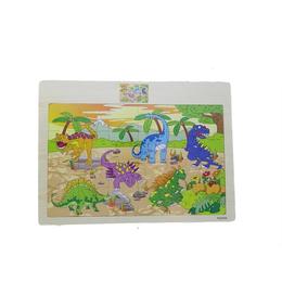 Puzzle din lemn cu dinozauri, 24 piese, 30 cm, varsta 3 ani+, coordonare mana- ochi, multicolor - Disney