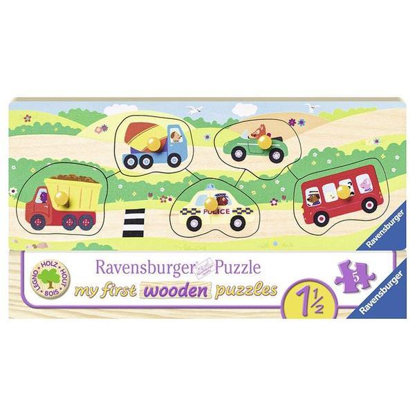 Puzzle din lemn cu vehicule, 5 piese - Ravensburger