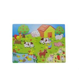 Puzzle din lemn ferma vesela, 24 de piese, varsta 3 ani+, coordonare mana- ochi, multicolor - Disney