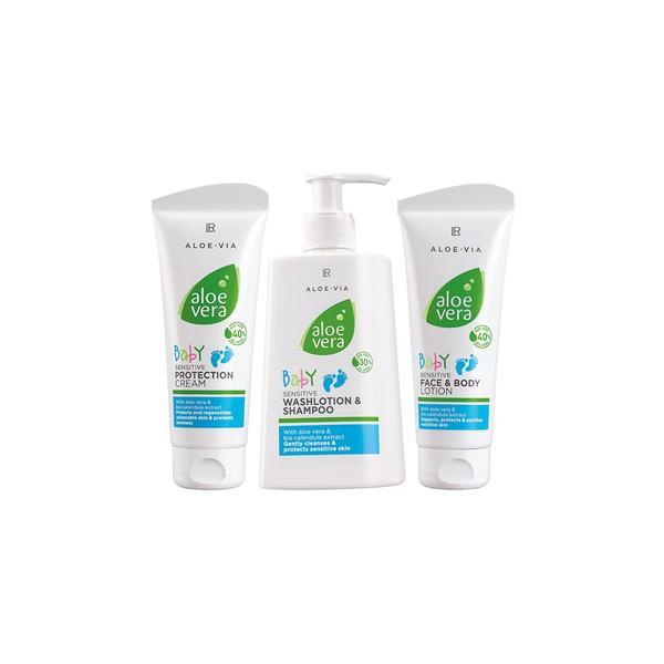 Set Baby Sensitive Protection cream 100 ml + Washlotion Shampoo 250 ml + Face Body Lotion 100 ml Aloe Vera - LR