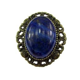 Brosa/pandantiv bronz antic cu lapis lazuli natural, GlamBazaar, 3.3 x 3 cm, cu Lapis Lazuli, Albastru, tip Brosa handmade