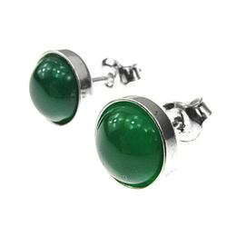 Cercei argint cu agate verzi 8 MM, GlamBazaar, 9 mm, cu Agate, Verde, tip cercei de argint 925 cu pietre naturale