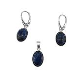 Set argint cu lapis lazuli oval 14x10 MM, GlamBazaar, cu Lapis Lazuli, Mov, tip set bijuterii de argint 925 cu pietre naturale