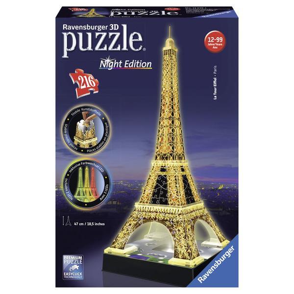 Puzzle 3d turnul eiffel noaptea, 216 piese - Ravensburger