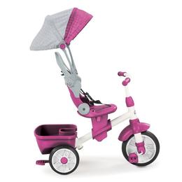 Tricicleta pentru copii Little Tikes Perfect Fit 4 in 1 cu acoperis, maner, geanta si spatiu depozitare Roz