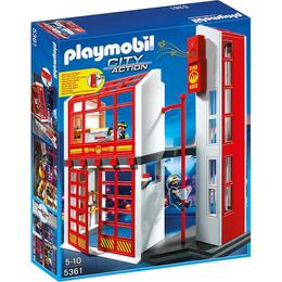 Playmobil City Action - Set figurine Statie pompieri cu alarma si figurine pompieri