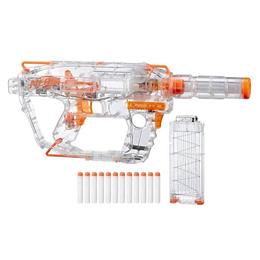 Blaster de jucarie Nerf Strike Modulus Ghost Ops Evader transparent 12 proiectile incluse, centura proiectile