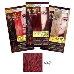 Sampon Nuantator cu Keratina Camco Victoria Beauty Keratin Therapy, nuanta V47 Intensive Red, 40ml