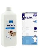 Pachet: Hexid -dozator 1 litru dezinfectant  tegumente + Manusi Ambulex latex masura L