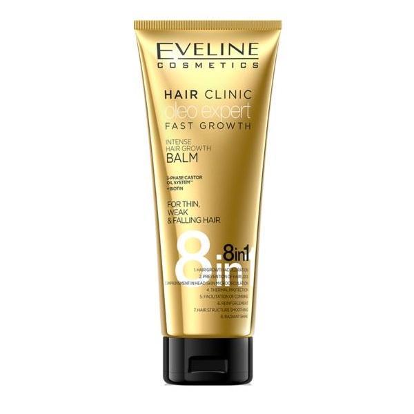 Balsam de par, Eveline Cosmetics, 8 in 1 Hair Clinic Oleo Expert pentru cresterea parului, 250 ml