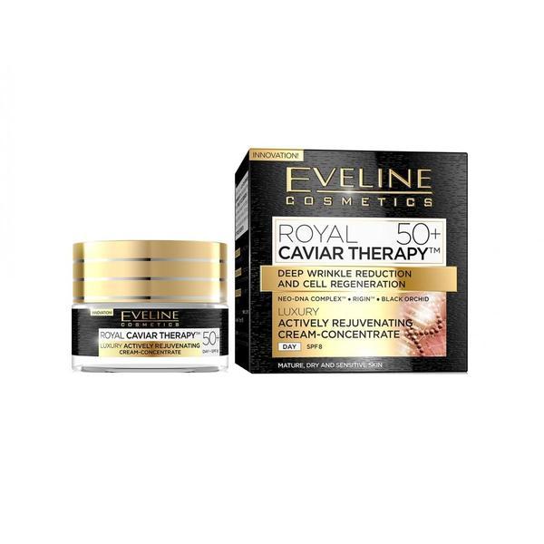Crema concentrata de intinerire, Eveline Cosmetics, Royal Caviar Therapy 50+, 50ml