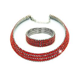 Set Colier choker cu bratara si cercei Swarovski Red Siam Imperiale NA68