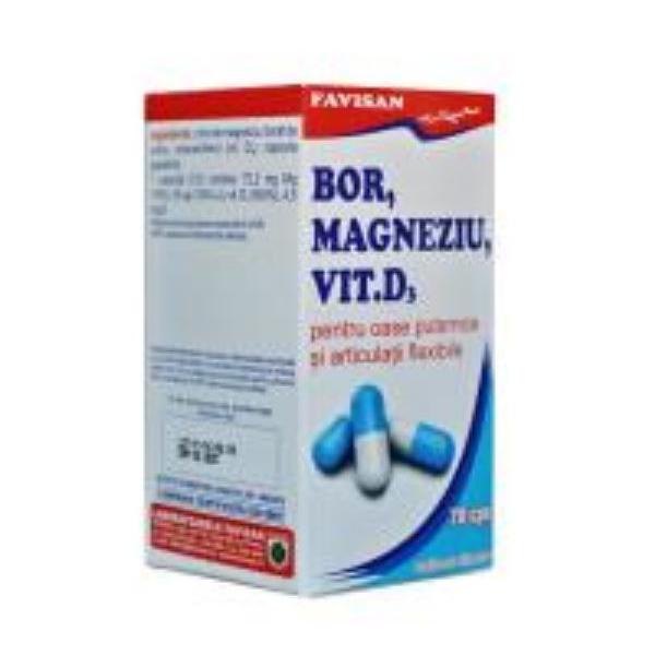 BOR, Magneziu, Vitamina D3 Favisan, 70 capsule