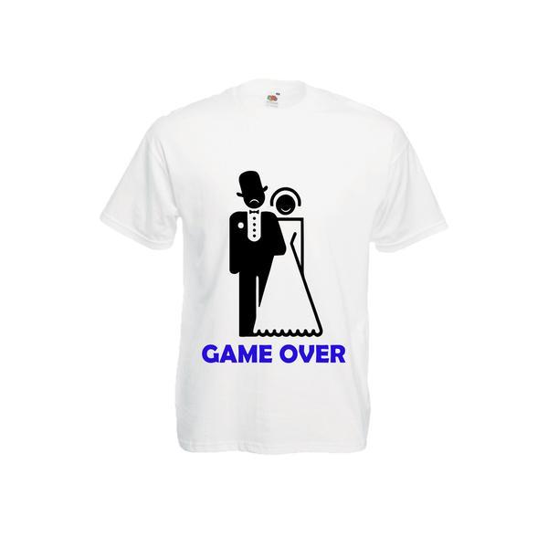 Tricou personalizat Game Over, tricou mesaj petrecerea burlacilor, marime XL
