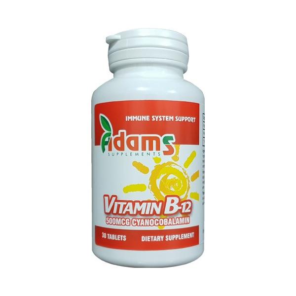 Vitamina B12 500mcg Adams Supplements, 30 tablete