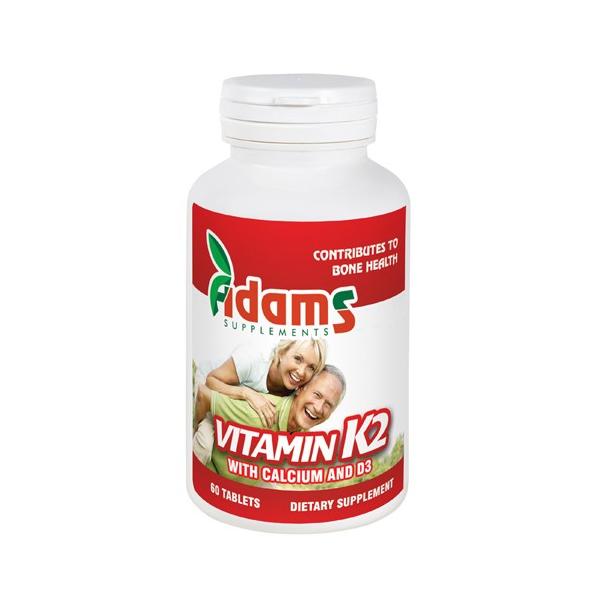 Vitamina K2+Ca+D3 Adams Supplements, 60 tablete