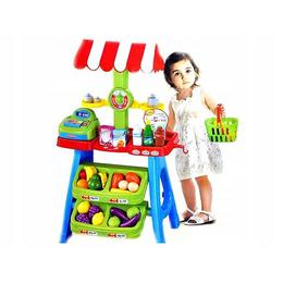 Magazin pentru copii, Super Market, Malplay , 30 de Accesorii incluse, Casa de Marcat, Cantar, Cos de cumparaturi, Numeroase Alimente