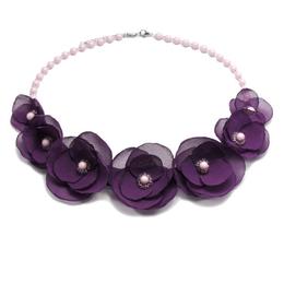 Colier statement cu flori mov, Lovely Purpple, Zia Fashion