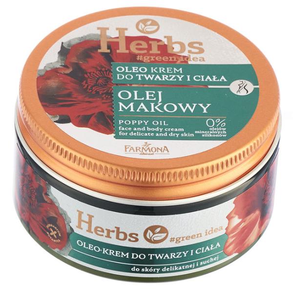 Crema pentru Fata si Corp cu Ulei de Mac pentru Piele Delicata si Uscata - Farmona Herbs Poppy Oil Face and Body Cream for Delicate and Dry Skin, 100ml