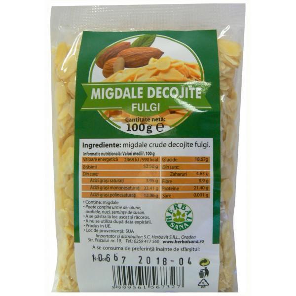 Fulgi Migdale Crude Decojite Herbavit, 100 g