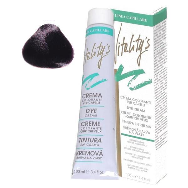Crema Coloranta Permanenta - Vitality&#039;s Linea Capillare Dye Cream, nuanta 4/20 Violet Chestnut, 100ml