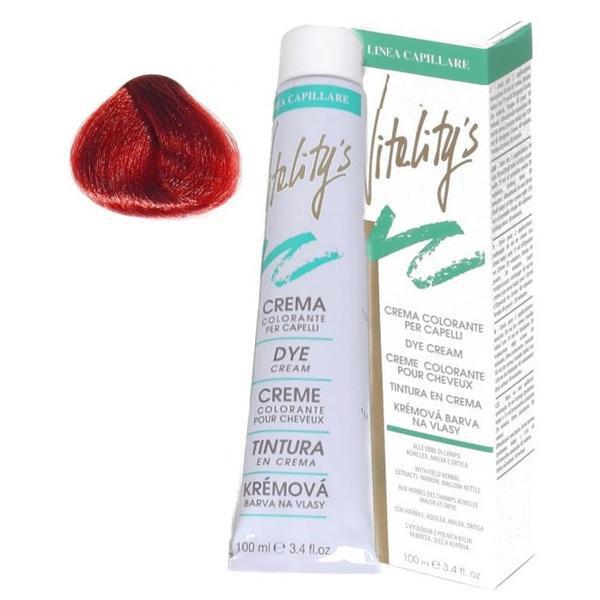 Crema Coloranta Permanenta - Vitality&#039;s Linea Capillare Dye Cream, nuanta 7/77 Fire Red, 100ml
