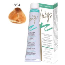 Crema Coloranta Permanenta - Vitality&#039;s Linea Capillare Dye Cream, nuanta 8/34 Light Golden Blond Copper, 100ml