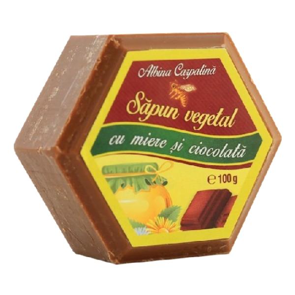 Sapun Hexagonal Vegetal cu Miere si Ciocolata Albina Carpatina, Apicola Pastoral Georgescu, 100g