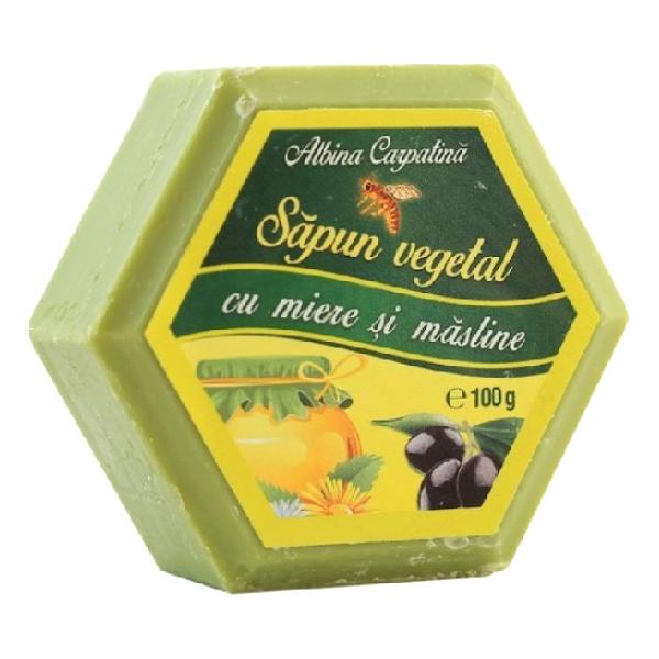 Sapun Hexagonal Vegetal cu Miere si Masline Albina Carpatina, Apicola Pastoral Georgescu, 100g