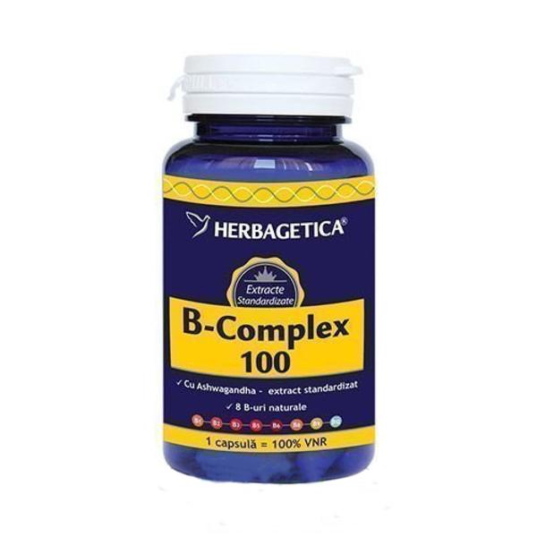 magneziu organic cu vitamina b complex 120 capsule herbagetica B-Complex 100 Herbagetica, 120 capsule